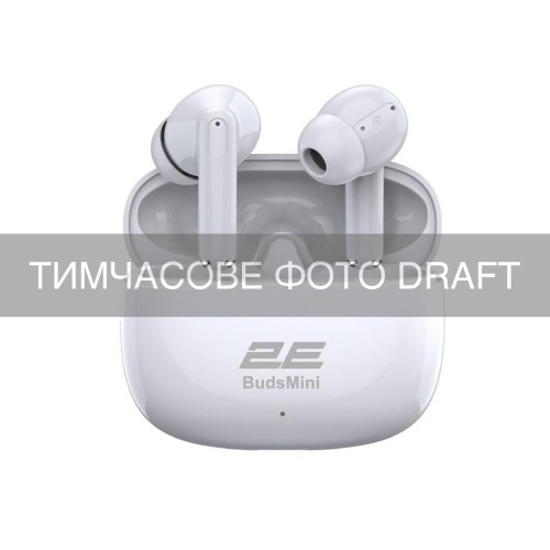 Навушники TWS 2E BudsMini, BT 6.0, IPX4, SBC, Touch control, Mic, білий