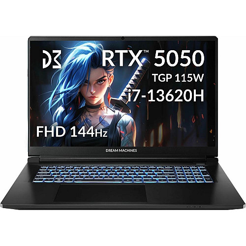 Ноутбук Dream Machines RG5050-17 17.3FHD IPS, Intel i7-13620H, 32GB, F1TB, NVD5050-8, DOS, черный