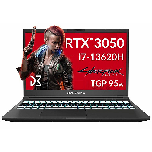 Ноутбук Dream Machines RG3050-15 15.6FHD IPS, Intel i7-13620H, 32GB, F1TB, NVD3050-4, DOS, черный