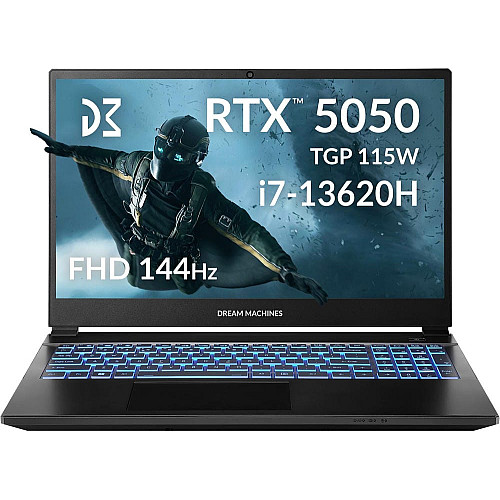 Ноутбук Dream Machines RG5050-15 15.6FHD IPS, Intel i7-13620H, 32GB, F1TB, NVD5050-8, DOS, черный