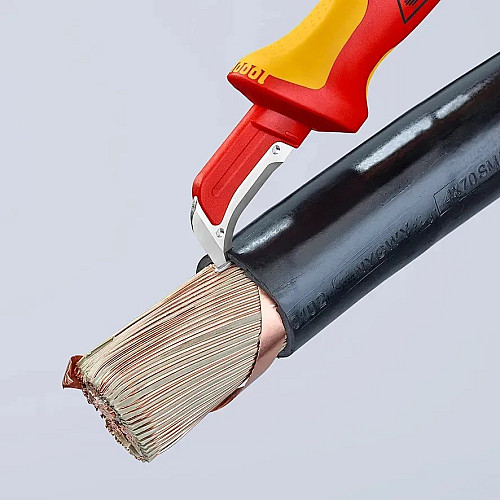 Ніж монтерський KNIPEX, діелектричний, для робіт під напругою 1000В, вигнуте лезо, 180мм, 0.068кг