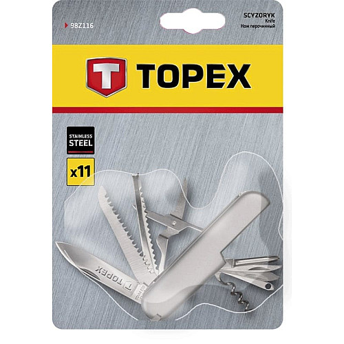 Ніж багатофункціональний TOPEX, 11 функцій, тримач металевий, нержавіюча сталь