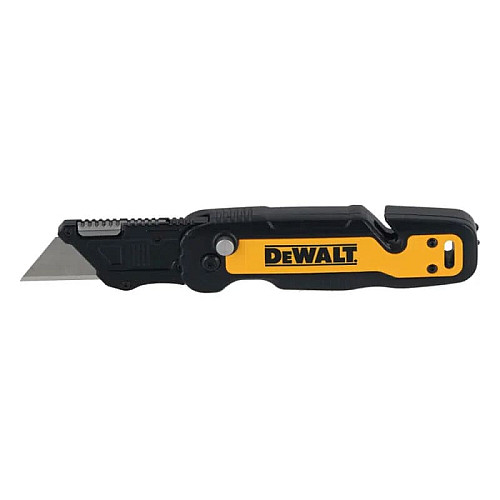 Нож строительный трапециевидный складной DeWALT, с фиксированным лезвием, корпус пластик, 82мм