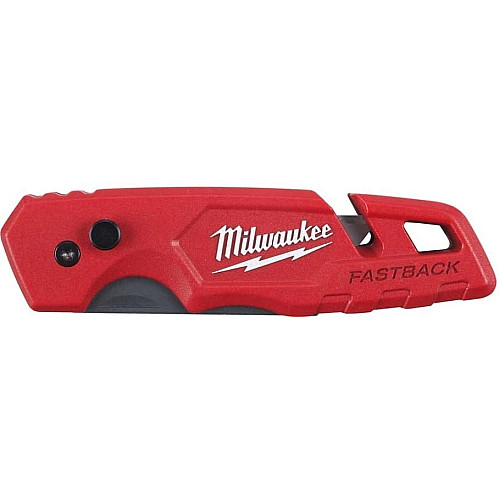Нож строительный трапецевидный складной Milwaukee Fastback, лезвие 18мм, корпус комбинированный, и хранением лезвий