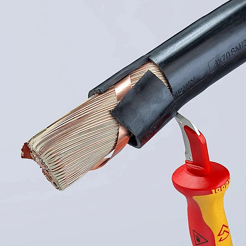 Ніж монтерський KNIPEX, діелектричний, для робіт під напругою 1000В, вигнуте лезо, 180мм, 0.068кг