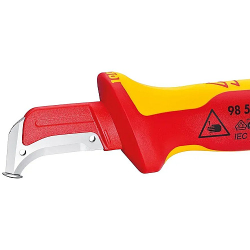 Ніж монтерський KNIPEX, діелектричний, для робіт під напругою 1000В, вигнуте лезо, 180мм, 0.068кг