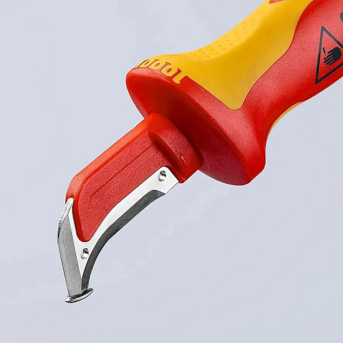 Ніж монтерський KNIPEX, діелектричний, для робіт під напругою 1000В, вигнуте лезо, 180мм, 0.068кг