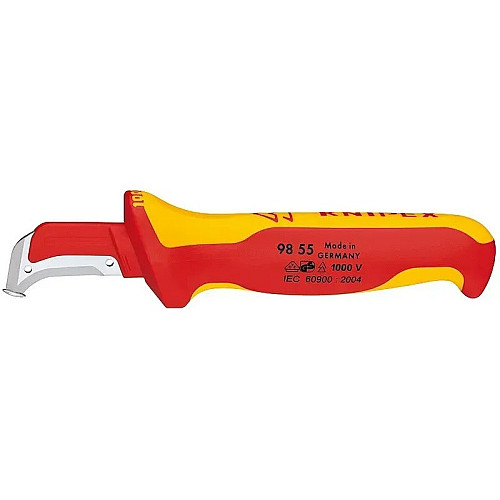 Ніж монтерський KNIPEX, діелектричний, для робіт під напругою 1000В, вигнуте лезо, 180мм, 0.068кг
