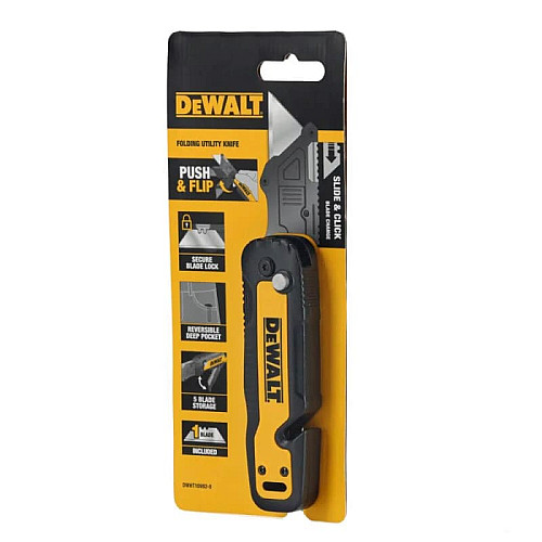 Нож строительный трапециевидный складной DeWALT, с фиксированным лезвием, корпус пластик, 82мм
