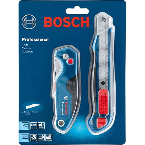 Ніж будівельний Bosch Professional складний трапецієподібний корпус пластик, сегментований корпус пластик, набір 2шт