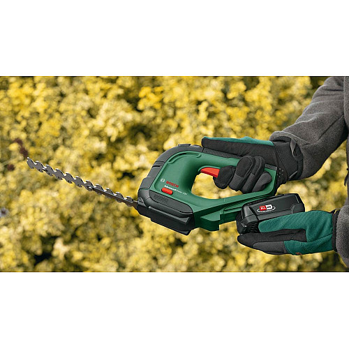Ножницы для травы аккумуляторные Bosch AdvancedShear 18V-10 + насадка кусторез 10/20см шаг реза 8мм 1xPBA 1x2.0А·час 2.45кг