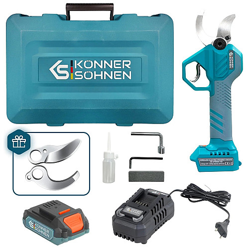 Секатор акумуляторний Konner&Sohnen KS CPS20V-40 CASE 20В акб 1х2А·год d 20-40мм ЗП кейс 1.0кг