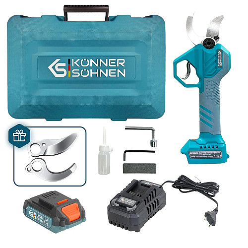Секатор акумуляторний Konner&Sohnen KS CPS20V-40 CASE 20В акб 1х2А·год d 20-40мм ЗП кейс 1.0кг