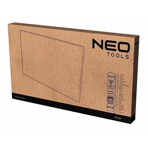 Панель инфракрасная Neo Tools, 450Вт, WIFI, 90х50х3.6см, IP24, термостат, белый