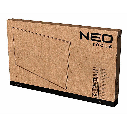 Панель инфракрасная Neo Tools, 600Вт, дистанционное управление, 100х60х3.8см, IP24, термостат, белый