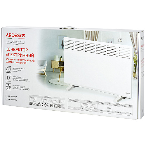 Конвектор ARDESTO, 20м2, 2000Вт, мех. упр-ння, закр. нагрів. елемент, IP24, білий