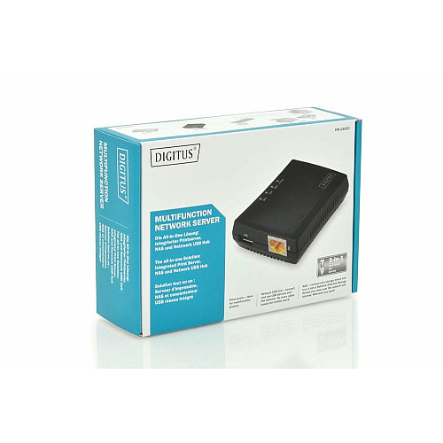 Принт-сервер DIGITUS Fast Ethernet, NAS, 1xRJ45, 1xUSB A 2.0