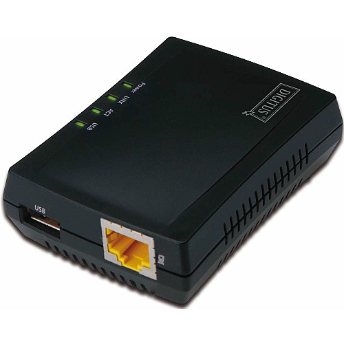 Принт-сервер DIGITUS Fast Ethernet, NAS, 1xRJ45, 1xUSB A 2.0