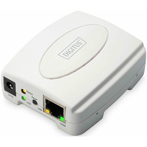 Принт-сервер DIGITUS Fast Ethernet, 1xRJ45, 1xUSB A 2.0