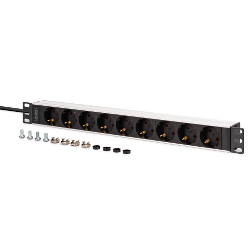 Пристрій розподілу електроживлення DIGITUS 1U, 9xSchuko, 16A, 250V, вилка C20