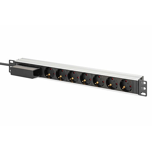Устройство распределения электропитания DIGITUS 1U, 7xSchuko, 16A, 250V, автомат, вилка Schuko