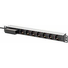 Пристрій розподілу електроживлення DIGITUS 1U, 7xSchuko, 16A, 250V, автомат, вилка Schuko