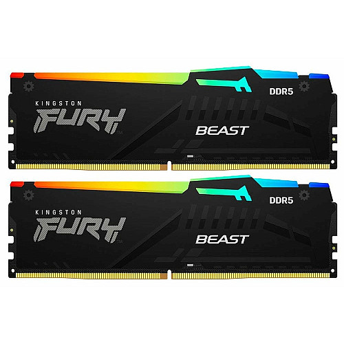 Пам'ять ПК Kingston DDR5 64GB KIT (32GBx2) 5600 FURY Beast RGB XMP