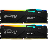 Память ПК Kingston DDR5 64GB KIT (32GBx2) 5600 FURY Beast RGB XMP