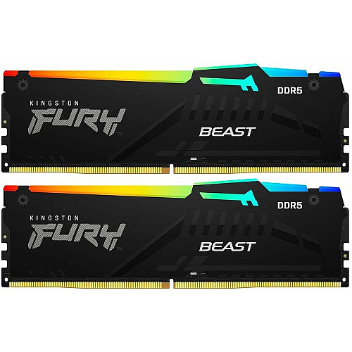 Пам'ять ПК Kingston DDR5 64GB KIT (32GBx2) 5600 FURY Beast RGB XMP