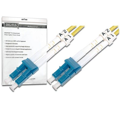 Патч-корд волоконно-оптический DIGITUS LC/UPC-LC/UPC, 9/125, SM, OS2, duplex, 10м