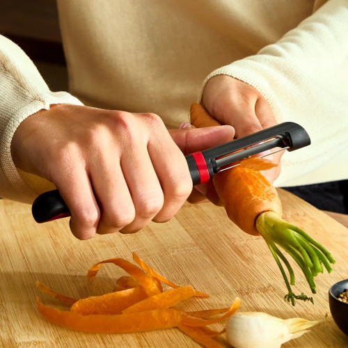 Овочечистка Tefal Ingenio+, нержавіюча сталь, пластик, червоно-чорний