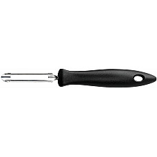 Овочечистка вертикальна Fiskars Essential, з рухомим лезом, 18.4см, нержавіюча сталь, пластик, чорний