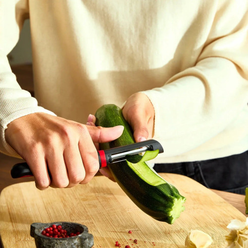 Овочечистка Tefal Ingenio+, нержавіюча сталь, пластик, червоно-чорний