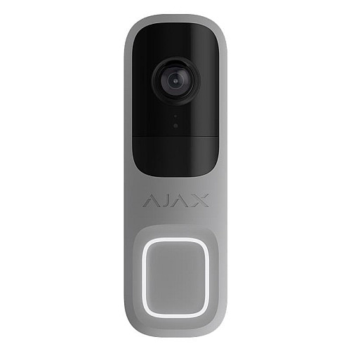 Відеодзвінок Ajax Doorbell, універсальне встановлення, 4 мп, 155° вертикальний 90° горизонтальний, іч 6м, дальнісь виявлення руху 4м, штучний інтелект, wi-fi, grey