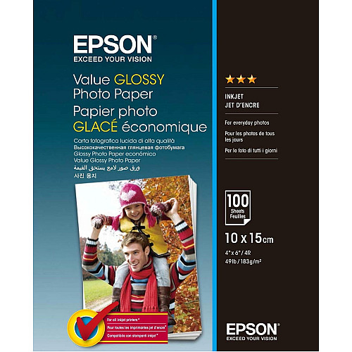 Бумага Epson 100mmx150mm Value Glossy Photo Paper 100 л.