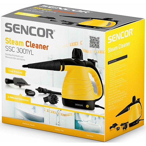 Пароочисник Sencor, 1000Вт, 350мл, 3Бар, жовтий