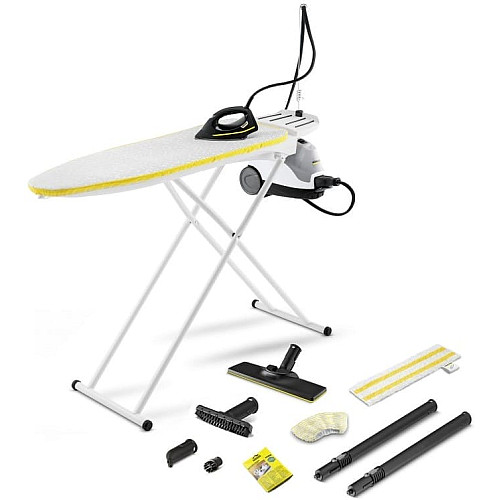 Пароочиститель Karcher SI 4 EasyFix Iron, 2000Вт, 800мл, 3.5Бар, глад.доска, утюг, швабра, белый