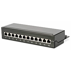 Патч-панель DIGITUS САТ 6A STP, настільна, 12 портів, зібрана, чорна