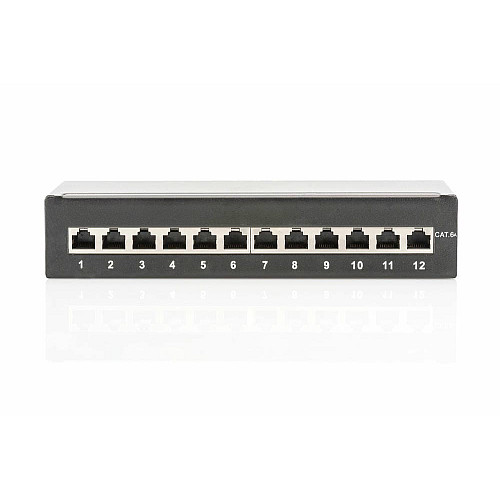 Патч-панель DIGITUS САТ 6A STP, настільна, 12 портів, зібрана, чорна