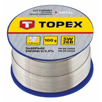 Припой оловянный TOPEX Sn60Pb40 флюс SW26B проволока 1мм 100гр