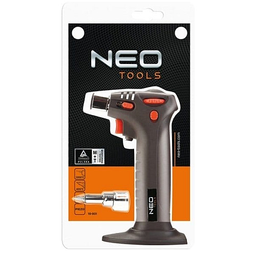 Паяльник газовый Neo Tools1300°C топливо 20мл пьезоподжиг насадка 400°C
