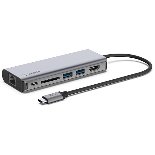 Хаб Belkin USB-C 6в1 HDMI/2хUSB-A/USB-C/SD/Ethernet