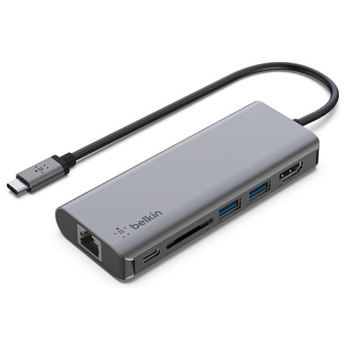 Хаб Belkin USB-C 6в1 HDMI/2хUSB-A/USB-C/SD/Ethernet