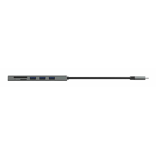 Хаб Trust Halyx USB-С > 3xUSB-А 3.2/SD/microSD, Алюміній, 0.15м, Сірий