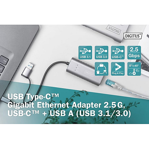 Адаптер DIGITUS USB-C/USB 3.0 - 2.5 Gbps Ethernet