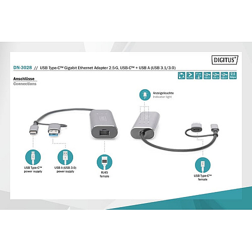Адаптер DIGITUS USB-C/USB 3.0 - 2.5 Gbps Ethernet