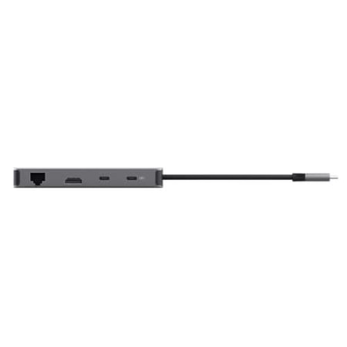 Адаптер Trust Dalyx  8in1 USB-C> 1xUSB-А 3.2/USB-A 2.0/2xUSB-С/HDMI/Ehernet/SD/microSD, Алюміній, 0.15м, Сірий