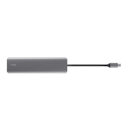 Адаптер Trust Dalyx 7in1 USB-C> 2xUSB-А 3.2/2xUSB-С/2xHDMI/Display Port, Алюміній, 0.16м, Сірий