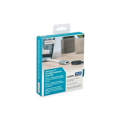 Адаптер DIGITUS USB-C - HDMA UHD 4K, M/F, 0.2м