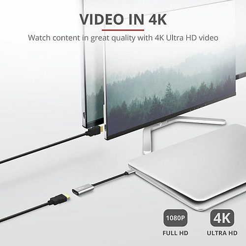 Адаптер Trust Dalyx USB-C > HDMI, 0.2м, Алюміній, чорний